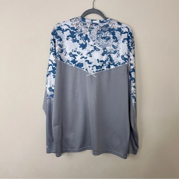 Huk Fishing Men's Icon X Tide Change Fade Long Sleeve Shirt Exuma Blue Size L - Picture 4 of 7